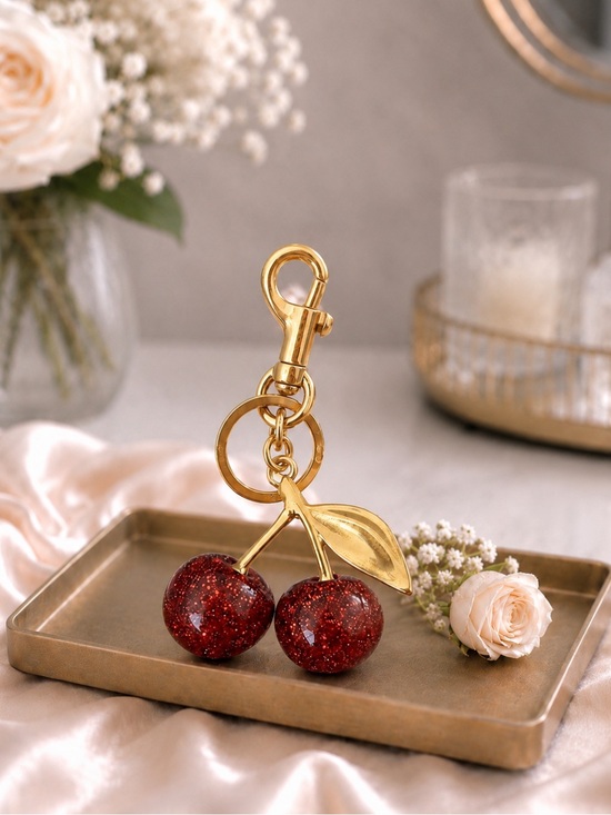 Accessories - Elegant Cherry Keychain- Red,